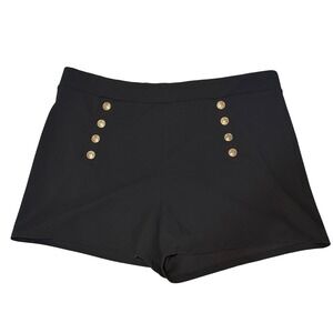 HM Black High Waisted Sailor Shorts Gold Buttons Plus Size XXL
